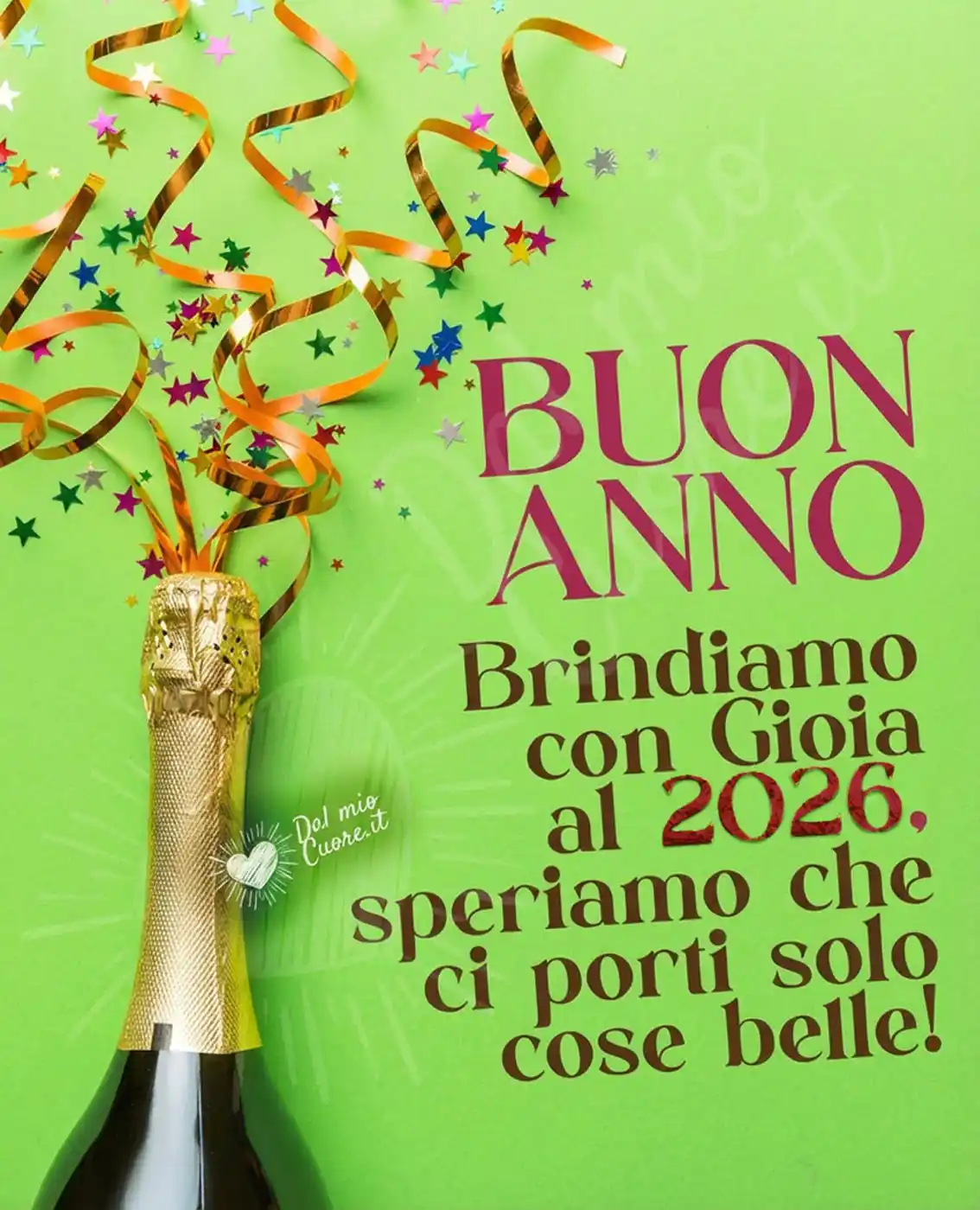 Buon anno. Brindiamo con gioia al 2026, speriamo che ci porti solo cose belle!