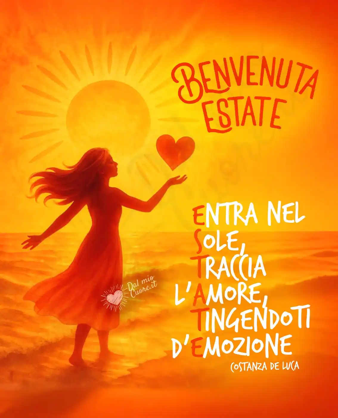 Entra nel sole, traccia l'amore, tingendoti d'emozione