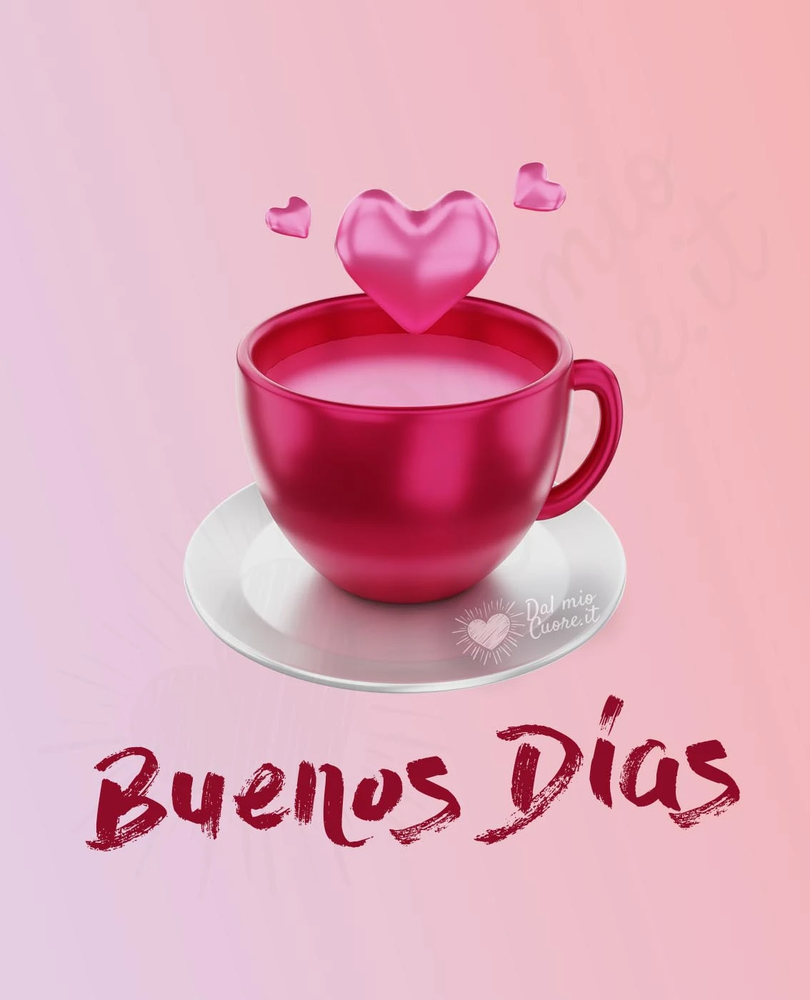 Buenos días con cafe y corazon