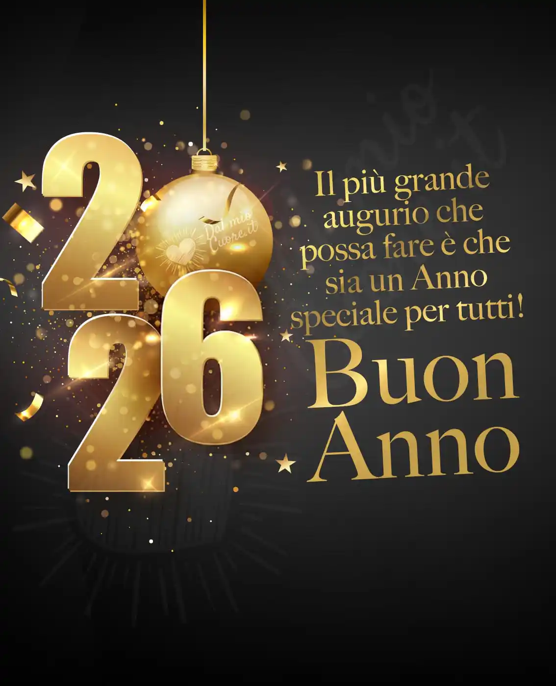 Buon Anno 2026. Immagine con frase: "Il più grande augurio che possa fare è che sia un Anno speciale per tutti! "