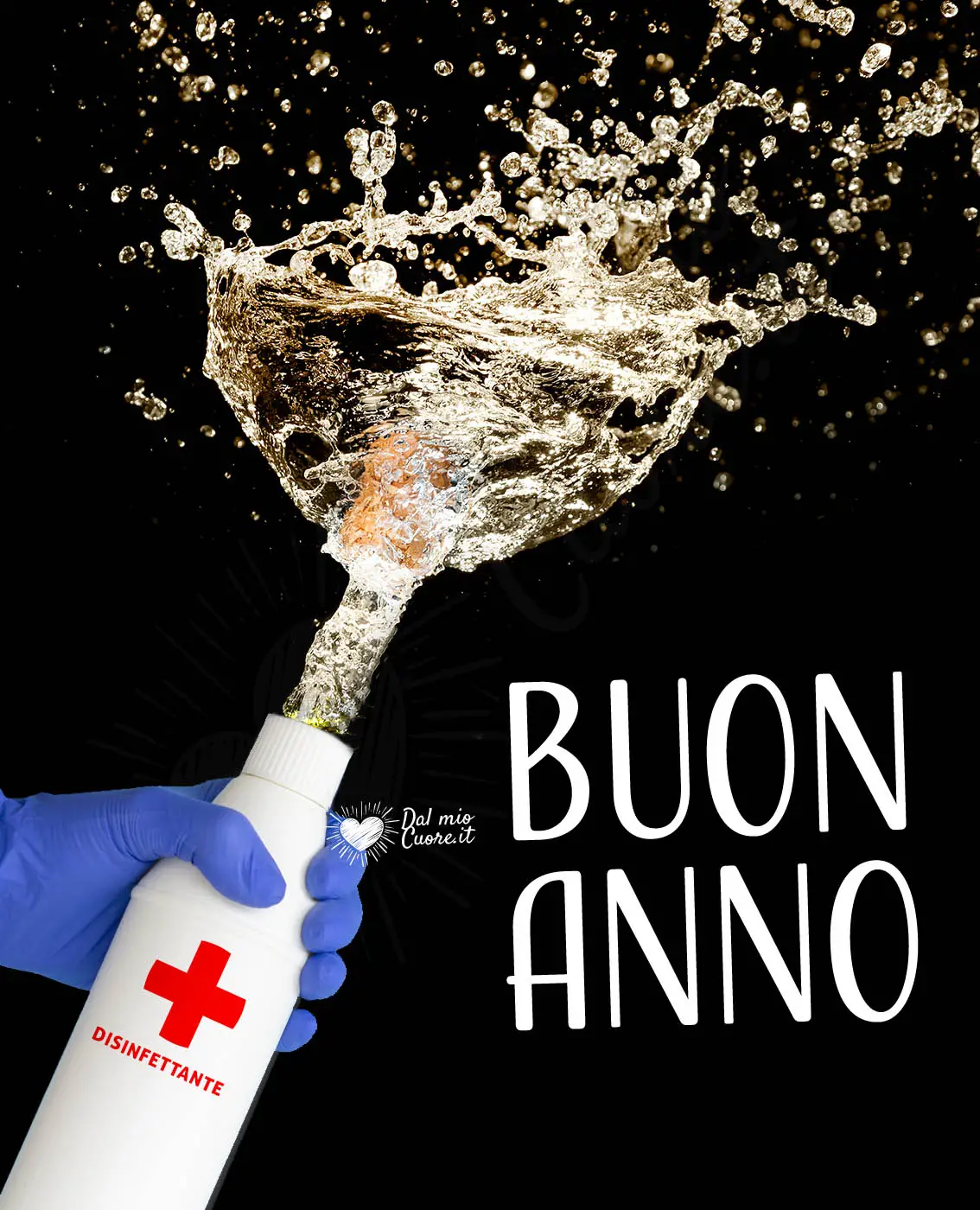 Buon Anno con disinfettante Buon Anno con disinfettante