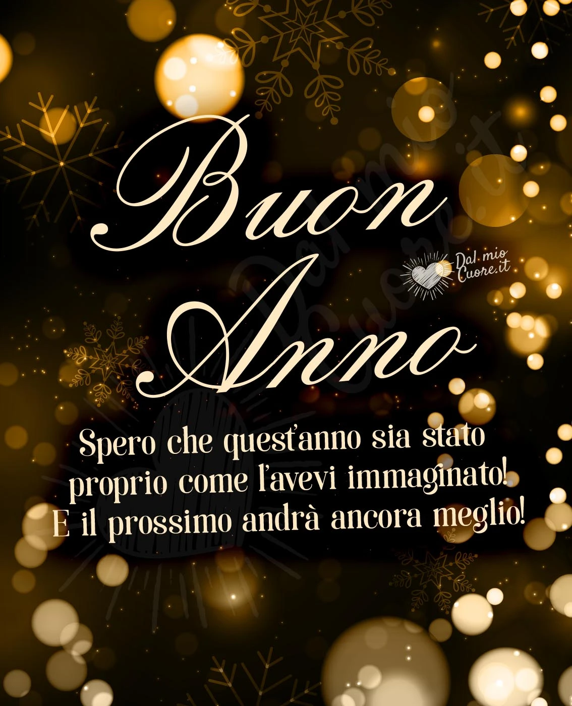 Buon Anno. Spero che quest’anno sia stato proprio come l’avevi immaginato! E il prossimo andrà ancora meglio!