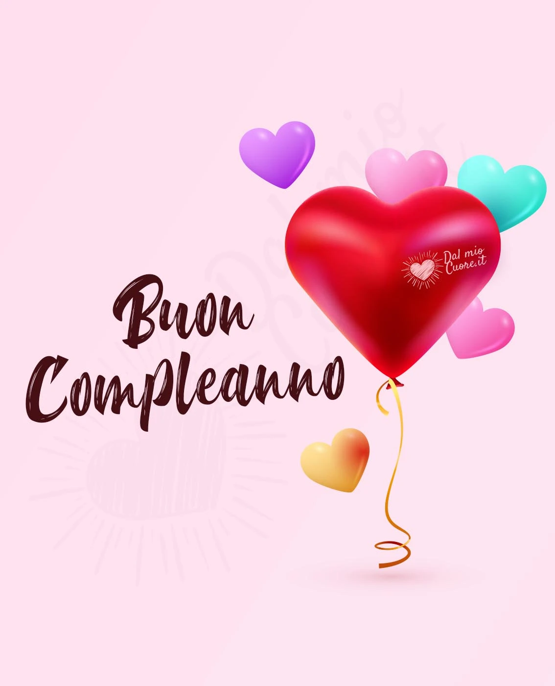 Buon Compleanno con palloncini a forma di cuori Buon Compleanno con palloncini a forma di cuori