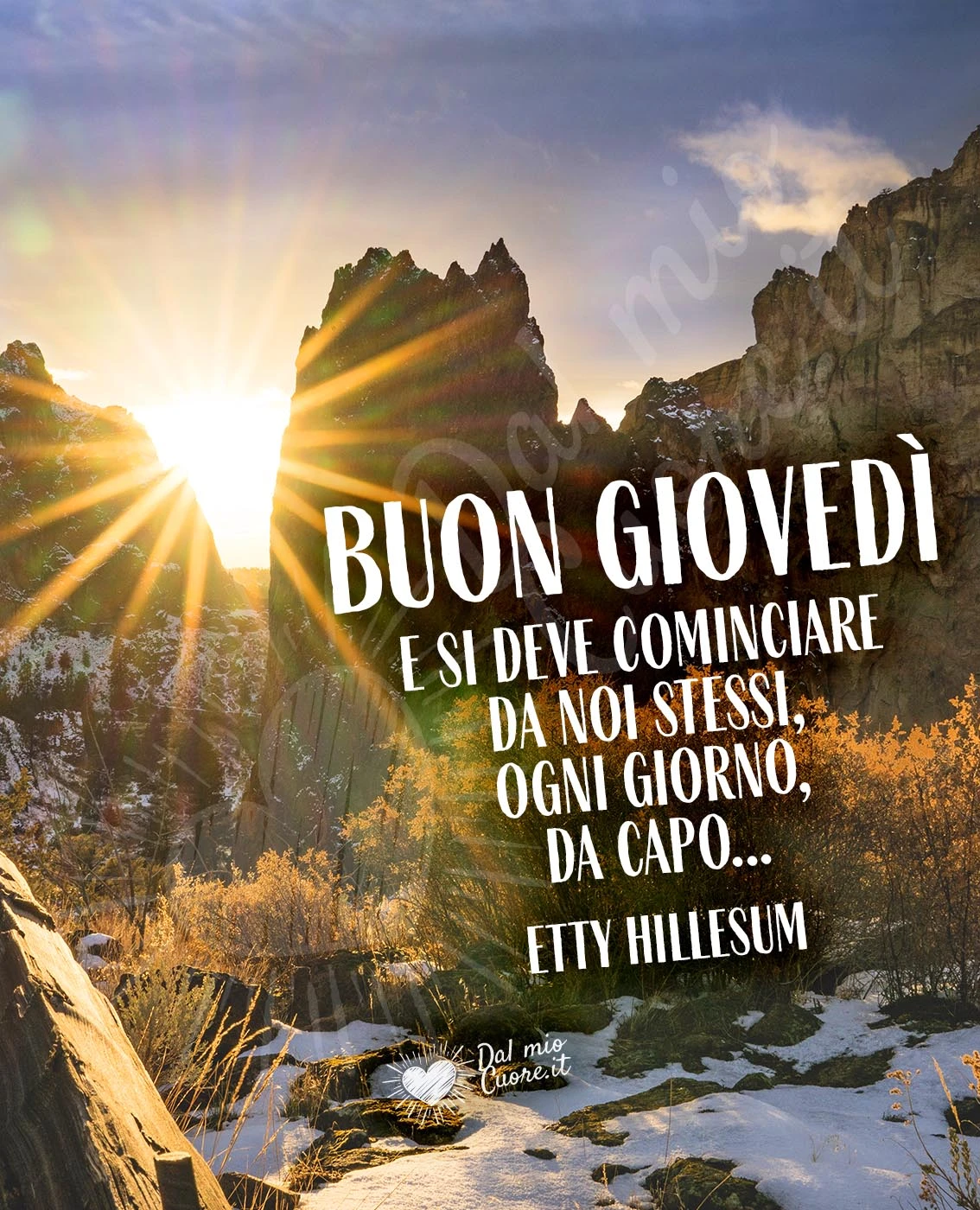 Buon giovedì con frase e paesaggio invernale