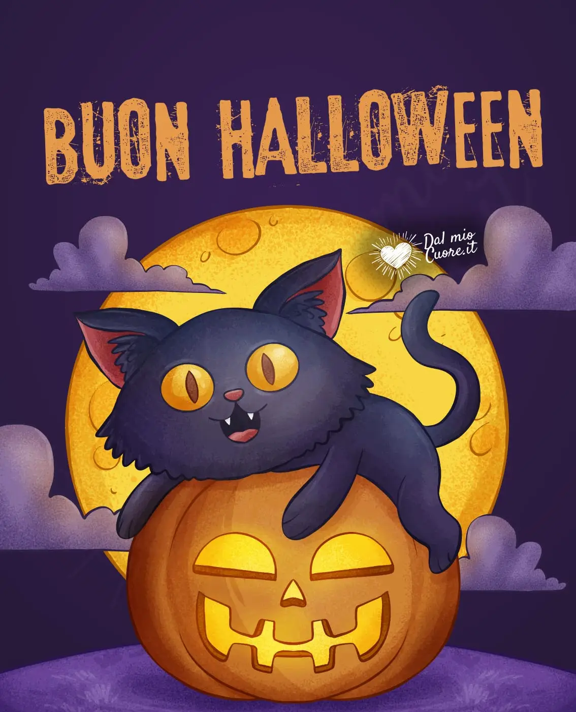 Buon halloween immagini. Gattino e zucca