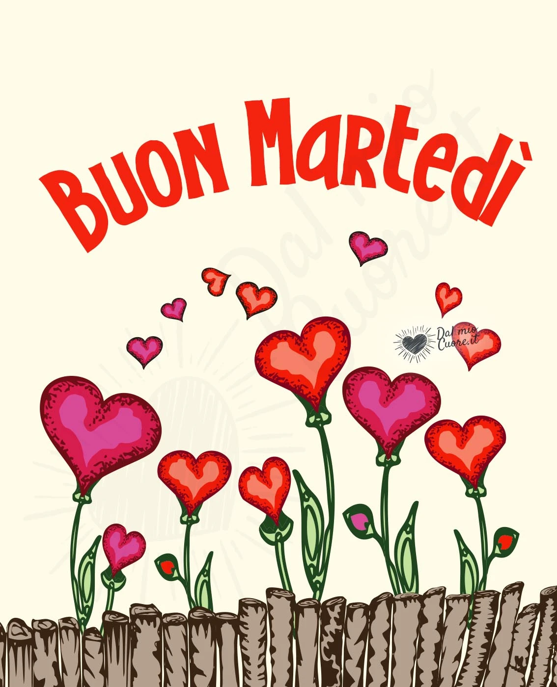 Buon martedì con fiore a forma di cuore
