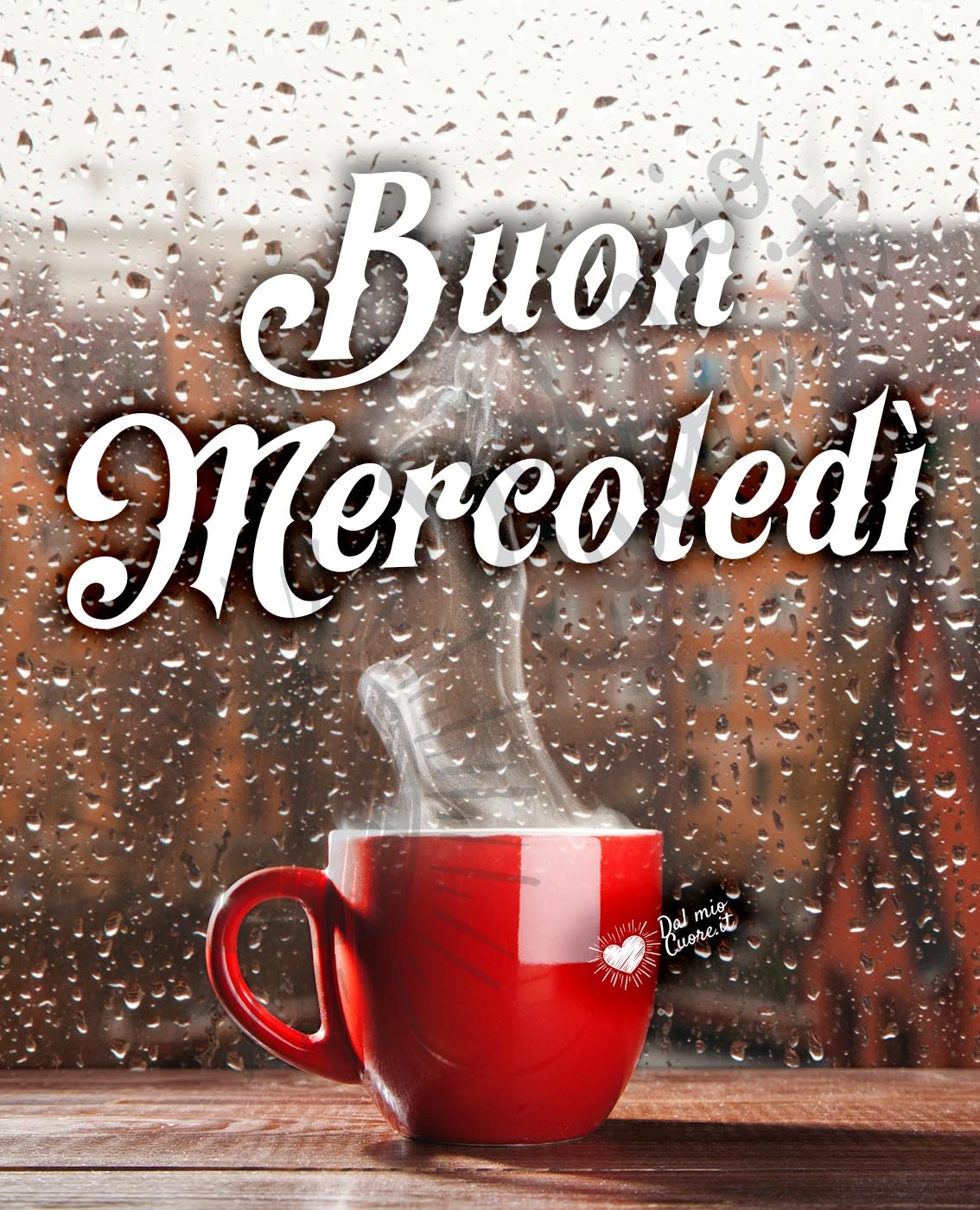Buon mercoledì piovoso con tazzina di caffè