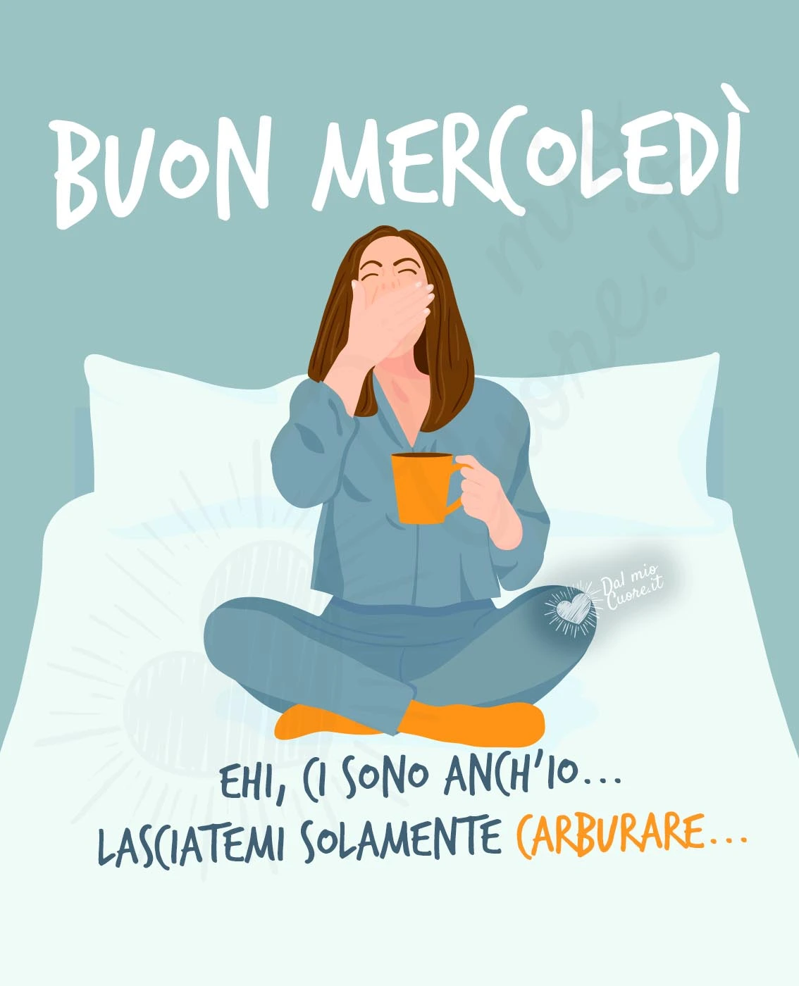 Buon mercoledì simpatico e divertente, con ragazza assonnata Buon mercoledì simpatico e divertente, con ragazza assonnata