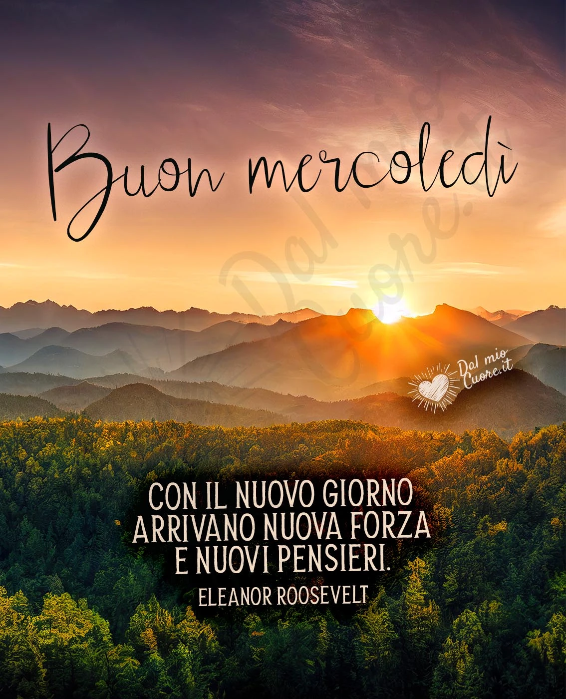 Immagine di Buon mercoledì con paesaggio e frase