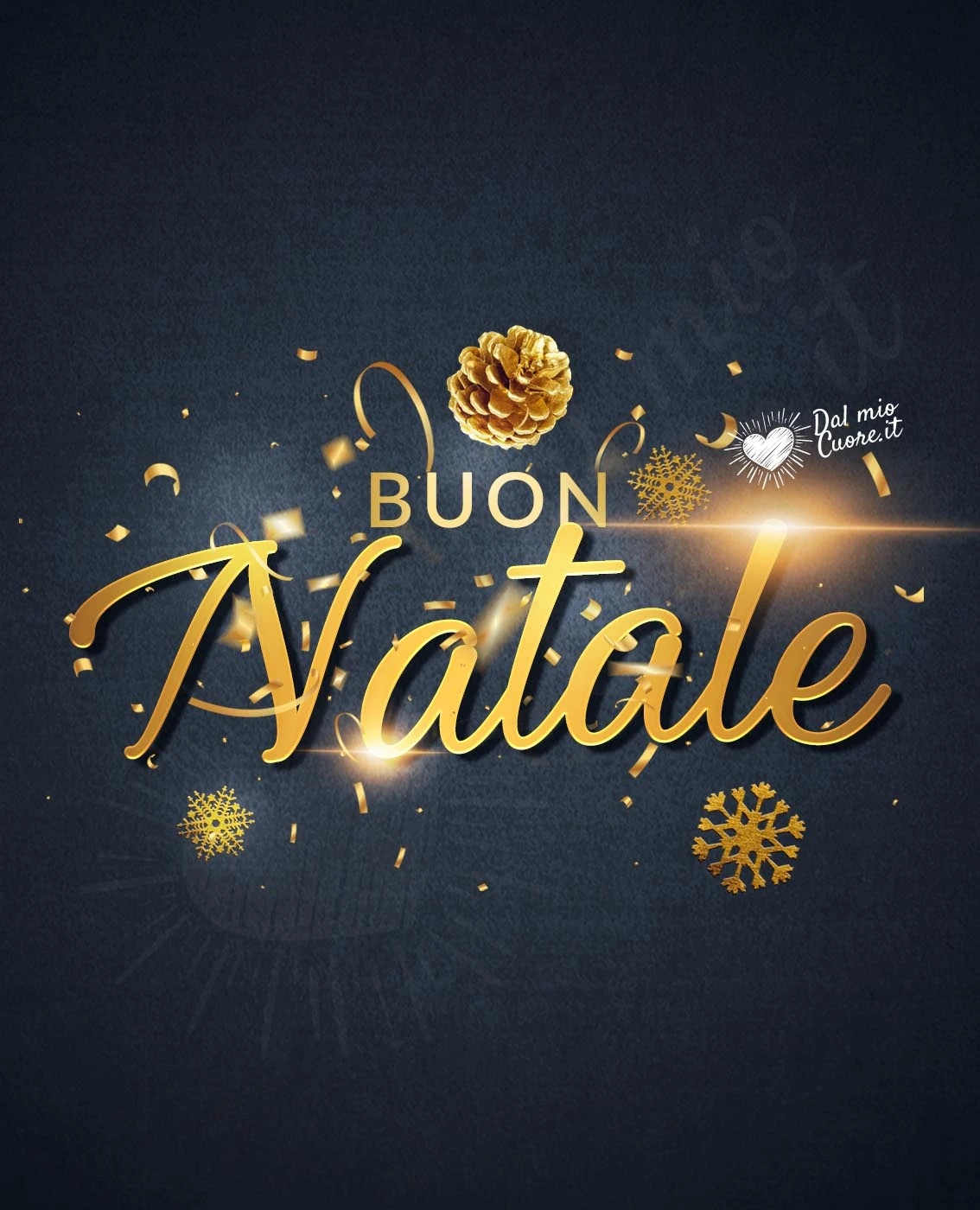 Buon Natale elegante con pigna e scritta dorata