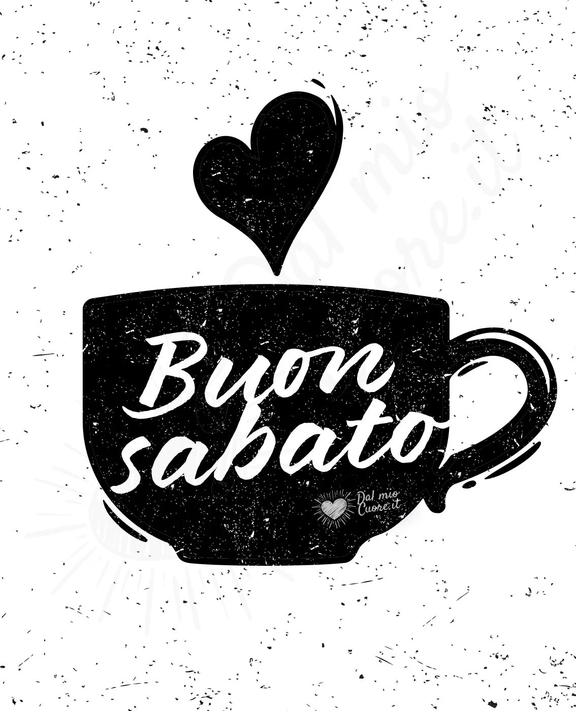 Buon sabato retrò con tazzina di caffè e cuoricino