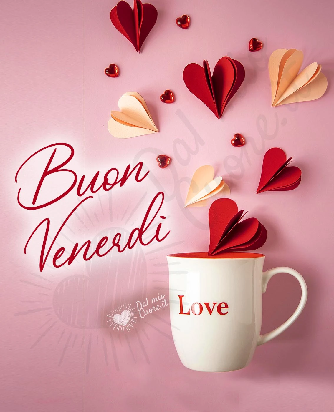Buon venerdì con caffè e cuori