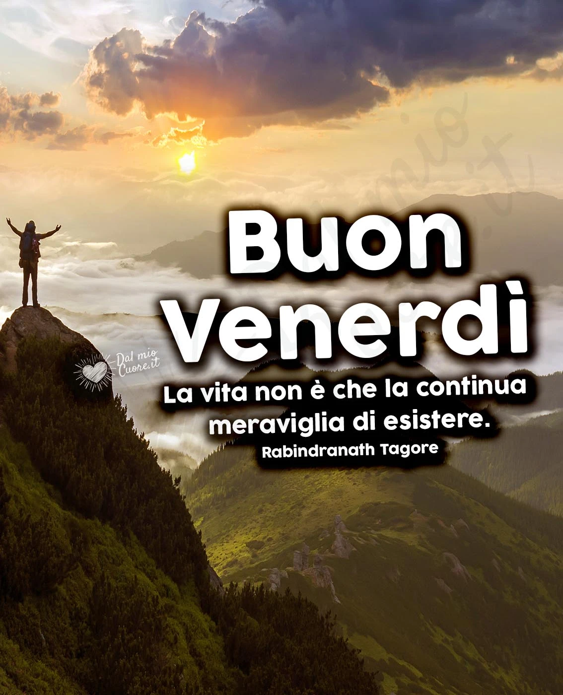 Buon venerdì con panorama e frase