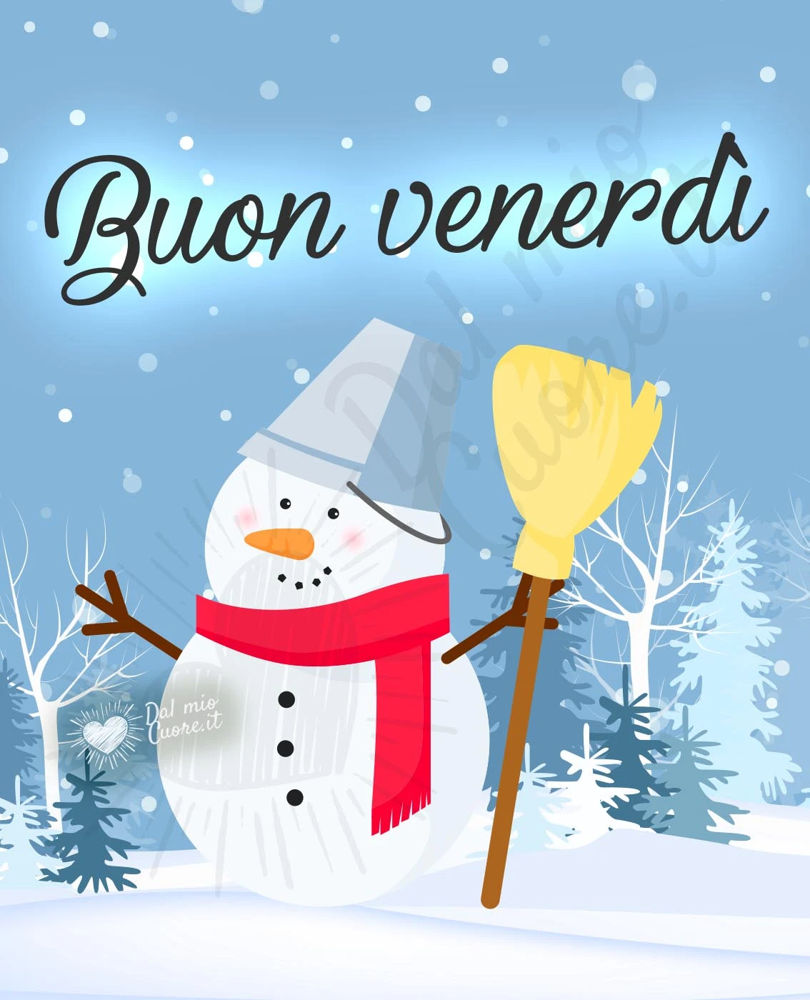 Buon venerdì con pupazzo di neve Buon venerdì con pupazzo di neve