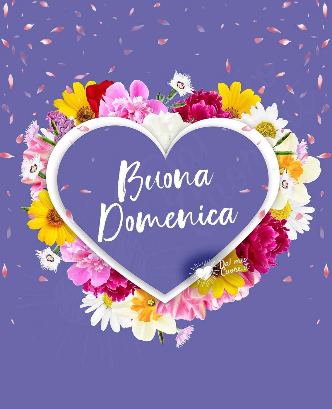 Buona domenica con cuore fatto di fiori