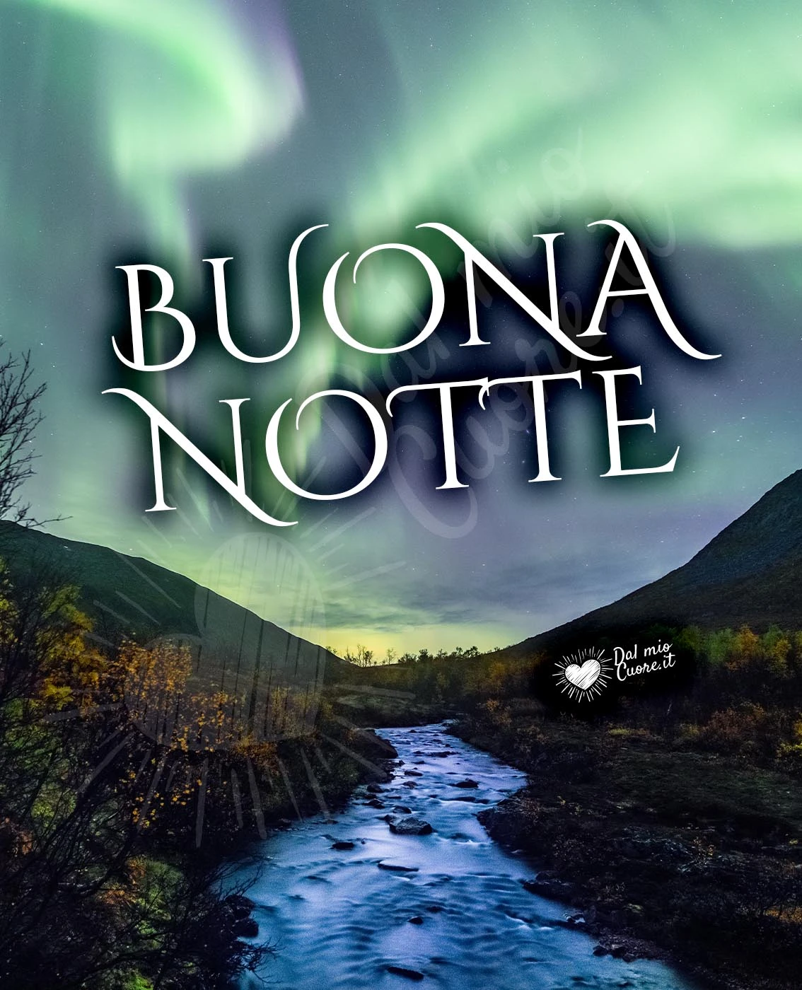 Buona notte con aurora boreale Buona notte con aurora boreale