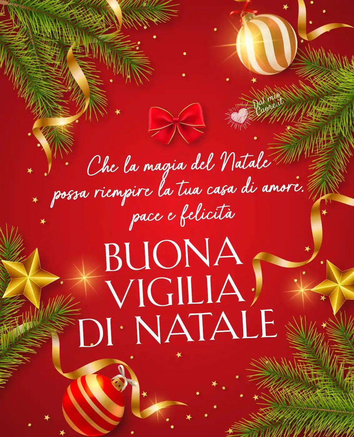 Buona Vigilia di Natale. Che la magia del Natale possa riempire la tua casa di amore, pace e felicità