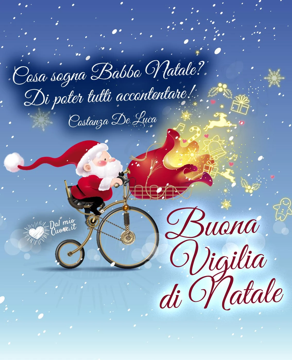 Buona Vigilia di Natale. Cosa sogna Babbo Natale? Di poter tutti accontentare! Buona Vigilia di Natale. Cosa sogna Babbo Natale? Di poter tutti accontentare!