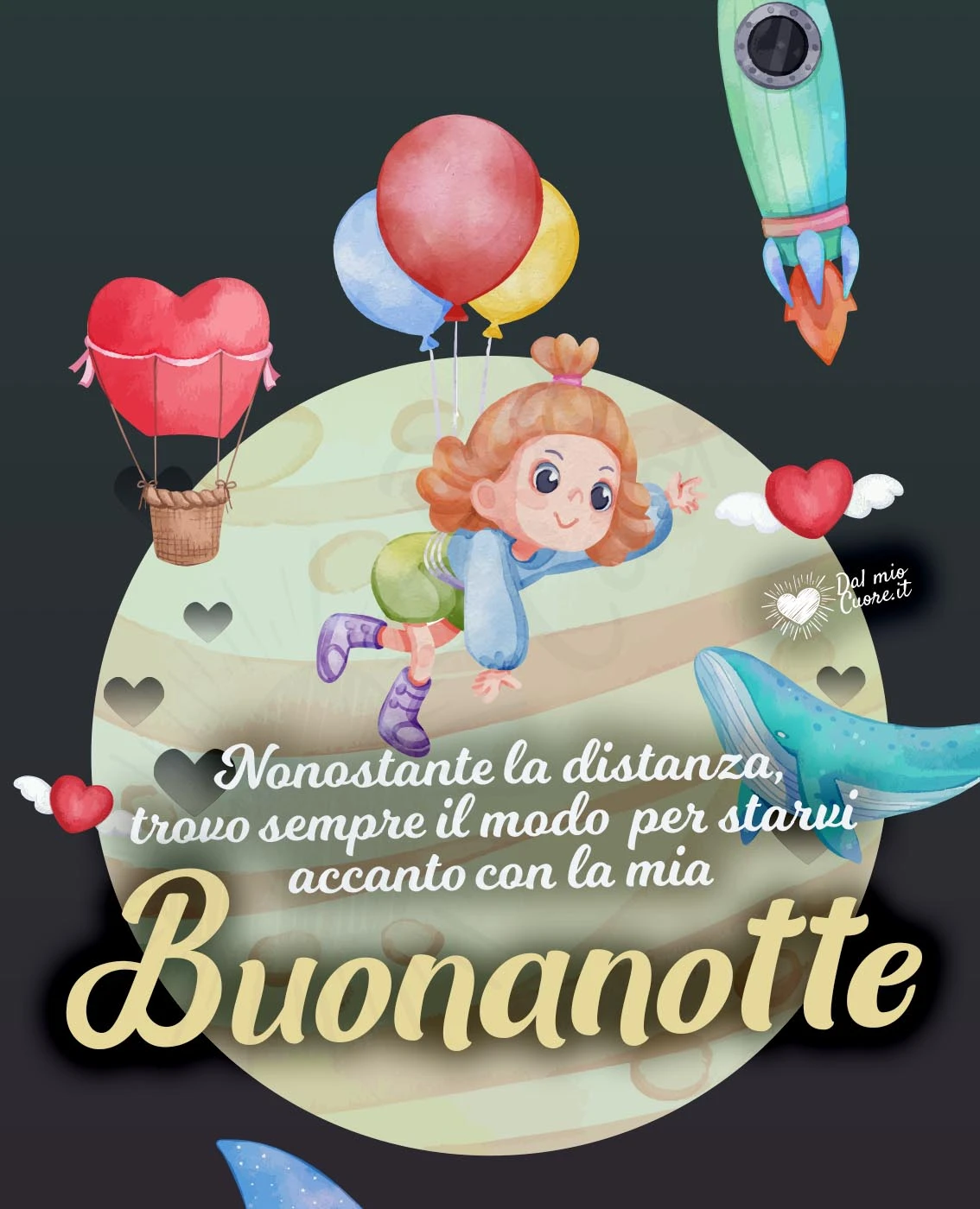 Nonostante la distanza, trovo sempre il modo per starvi accanto con la mia buonanotte Nonostante la distanza, trovo sempre il modo per starvi accanto con la mia buonanotte
