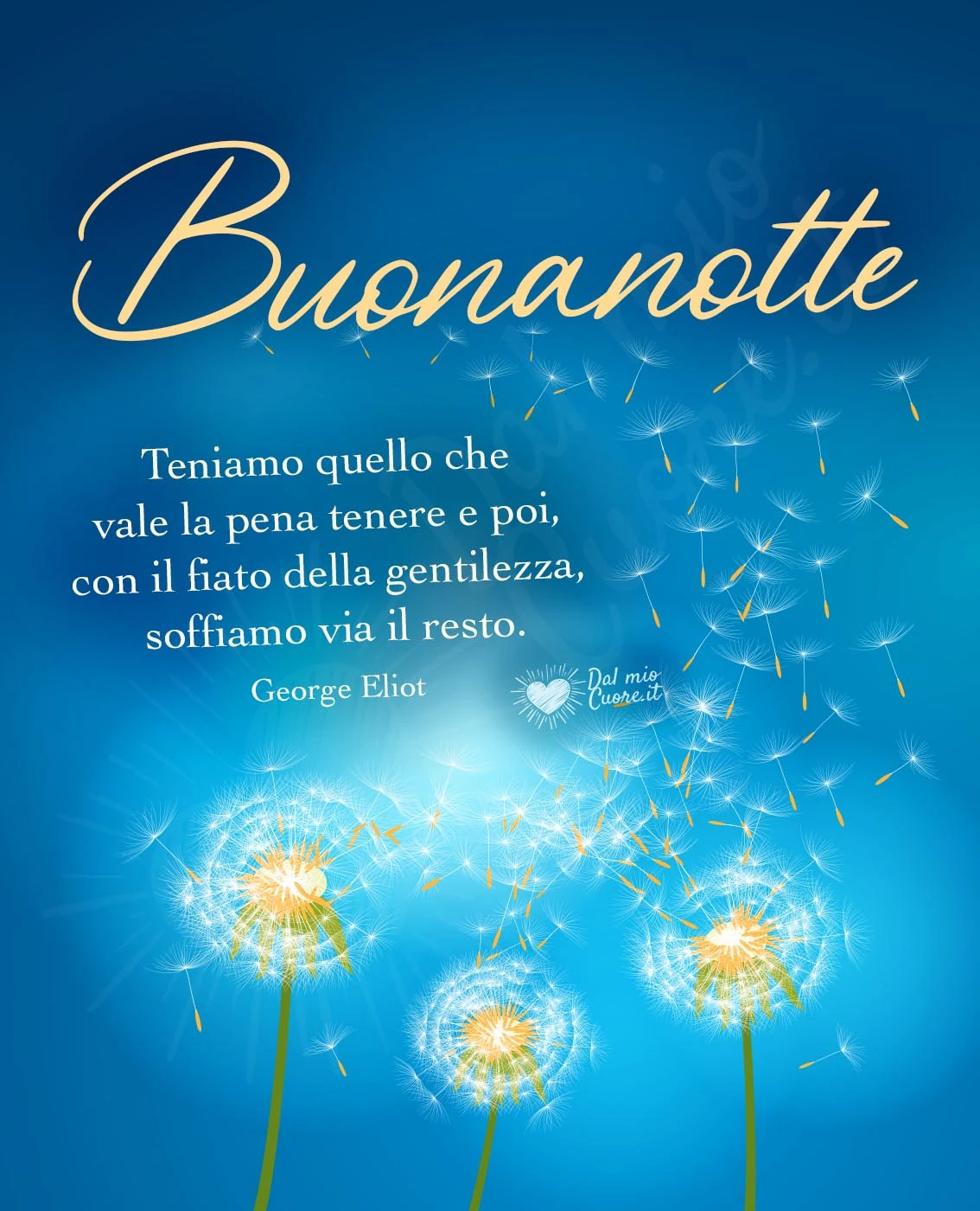 Buonanotte con soffione e frase sugli affetti Buonanotte con soffione e frase sugli affetti