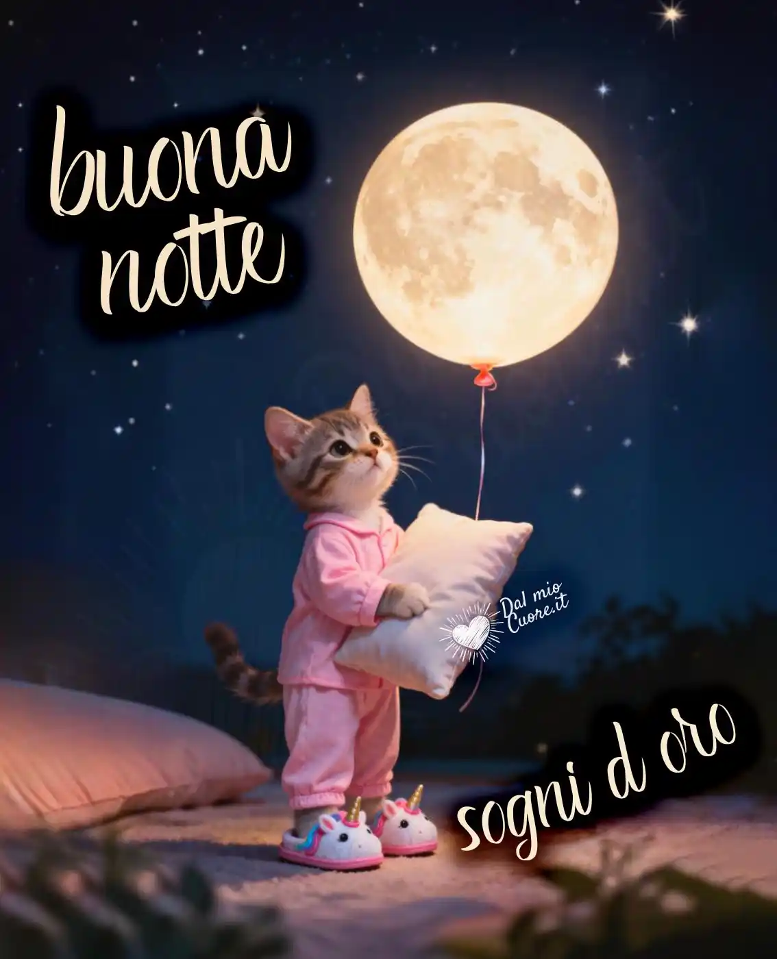 Immagine Buonanotte, sogni d'oro con gattino