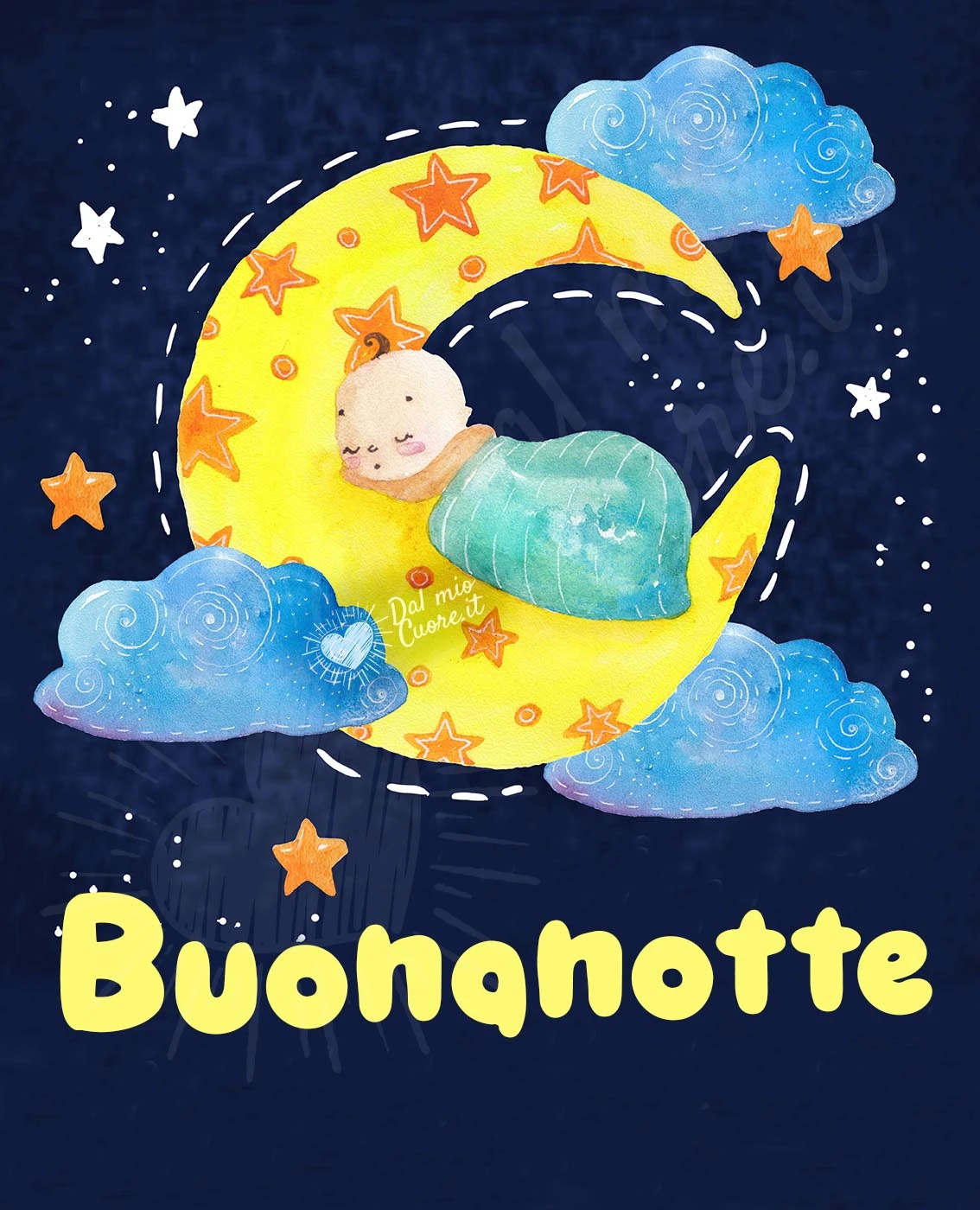 Buonanotte con luna e bebè