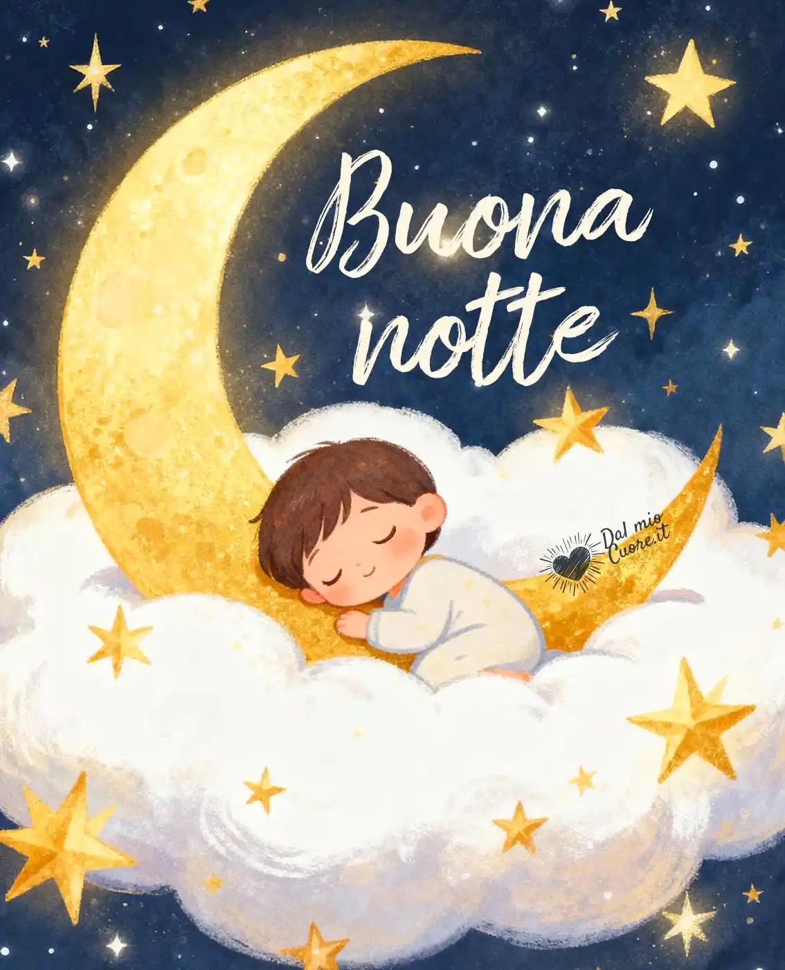 Dolce buonanotte con la luna e le stelle