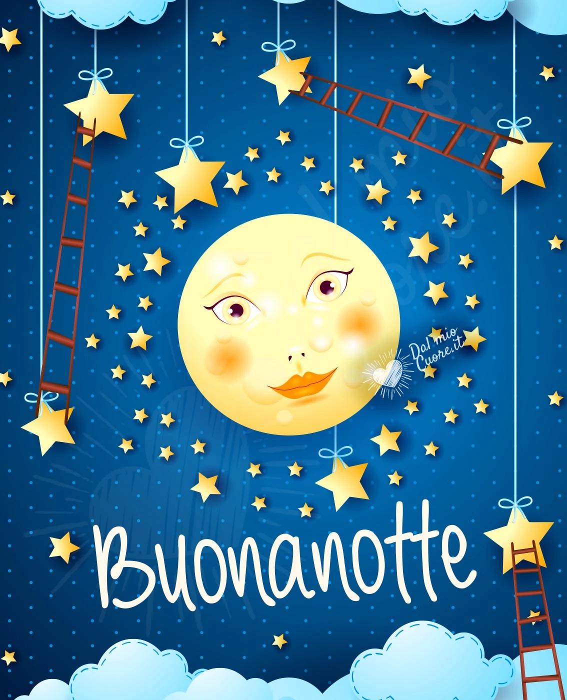 Buonanotte da sogno con stelle e luna