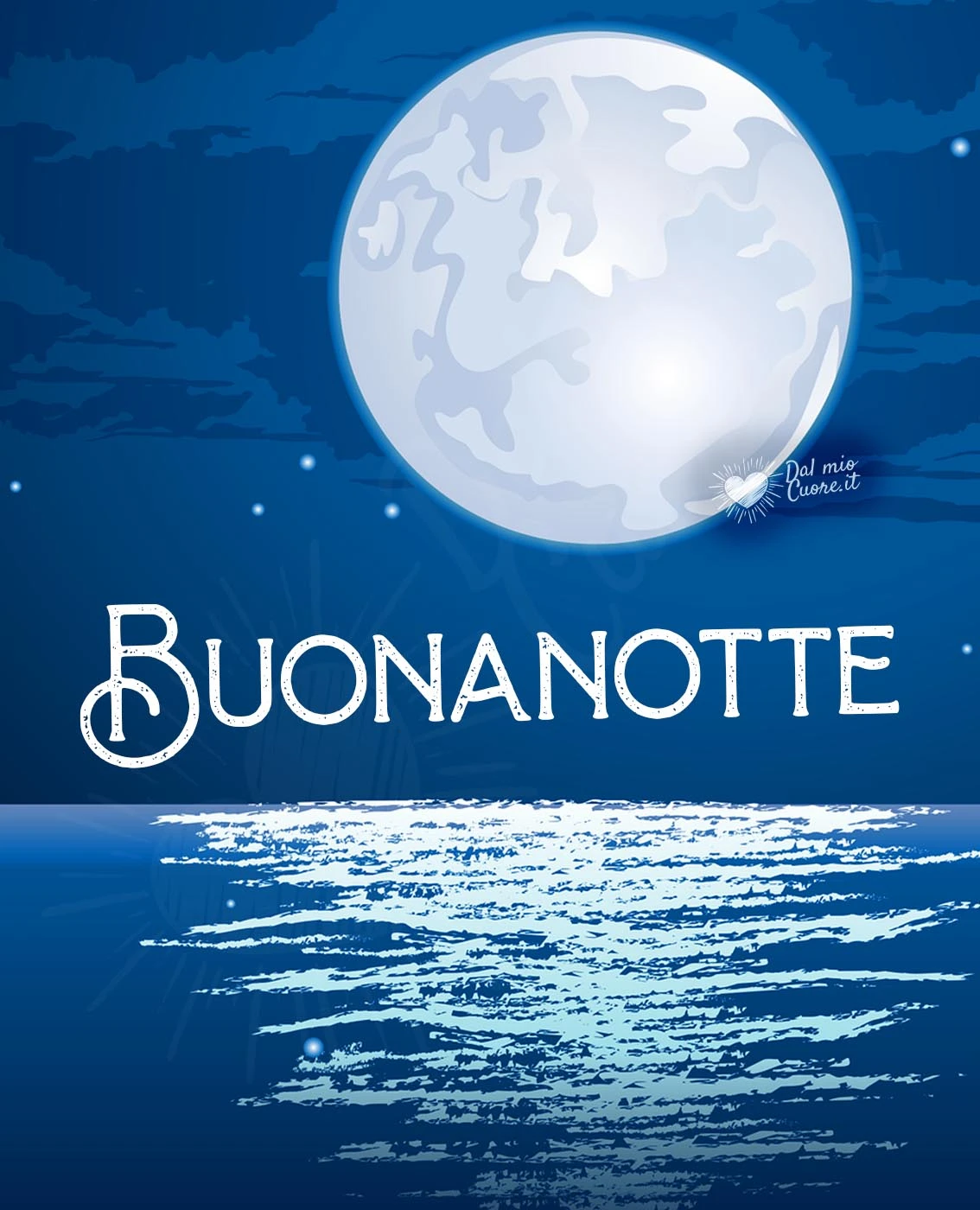 Buonanotte con luna piena sul mare