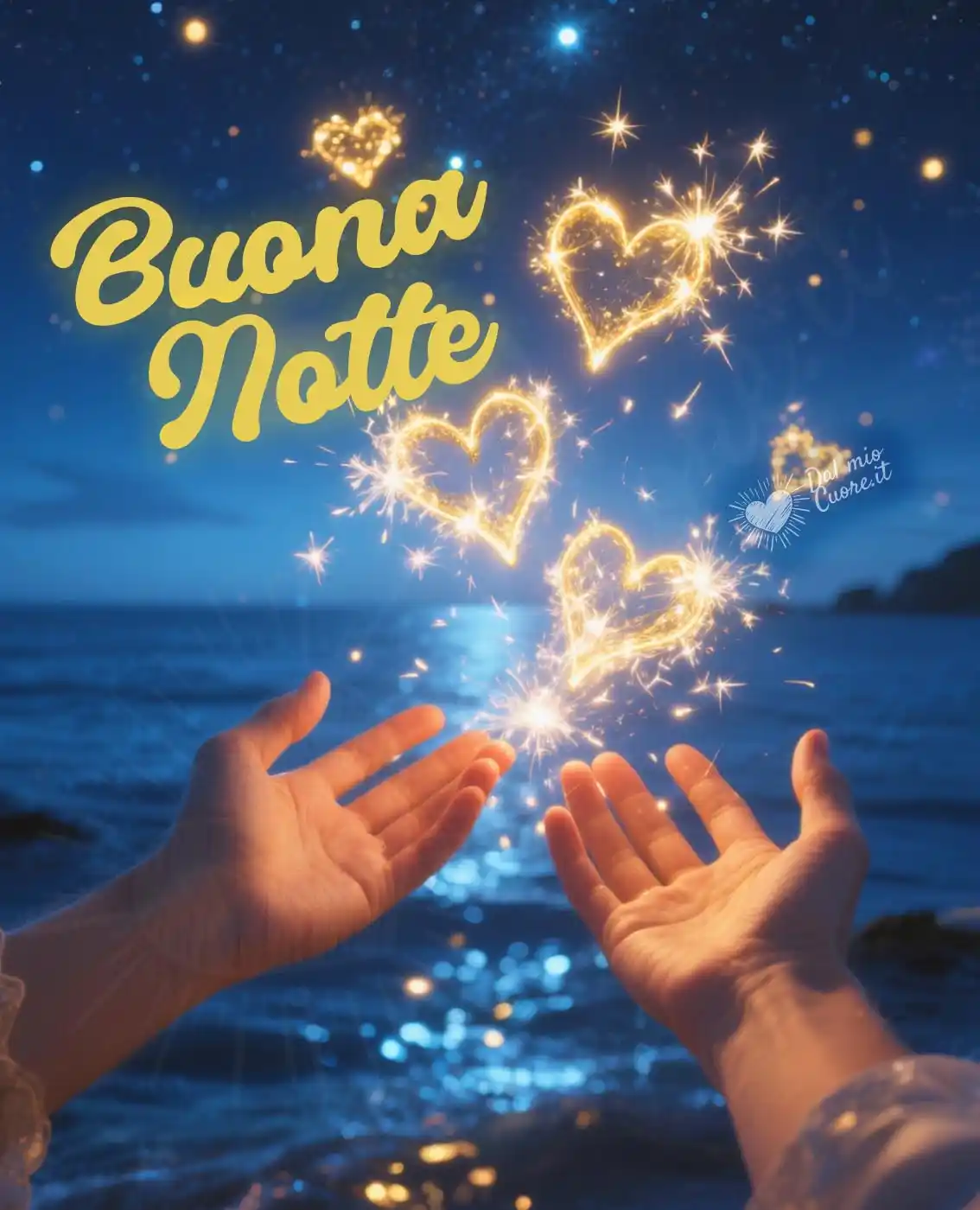 Buonanotte con cuori e scintille