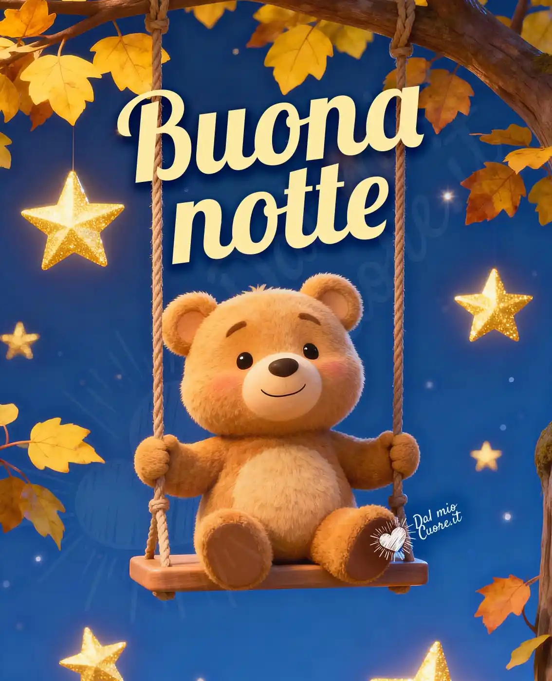 Buonanotte con orsetto sul dondolo