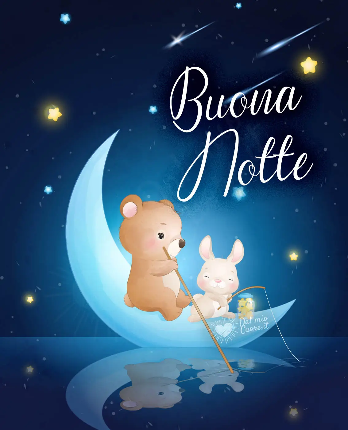 Buona Notte con orsetto e coniglietto a pesca di sogni