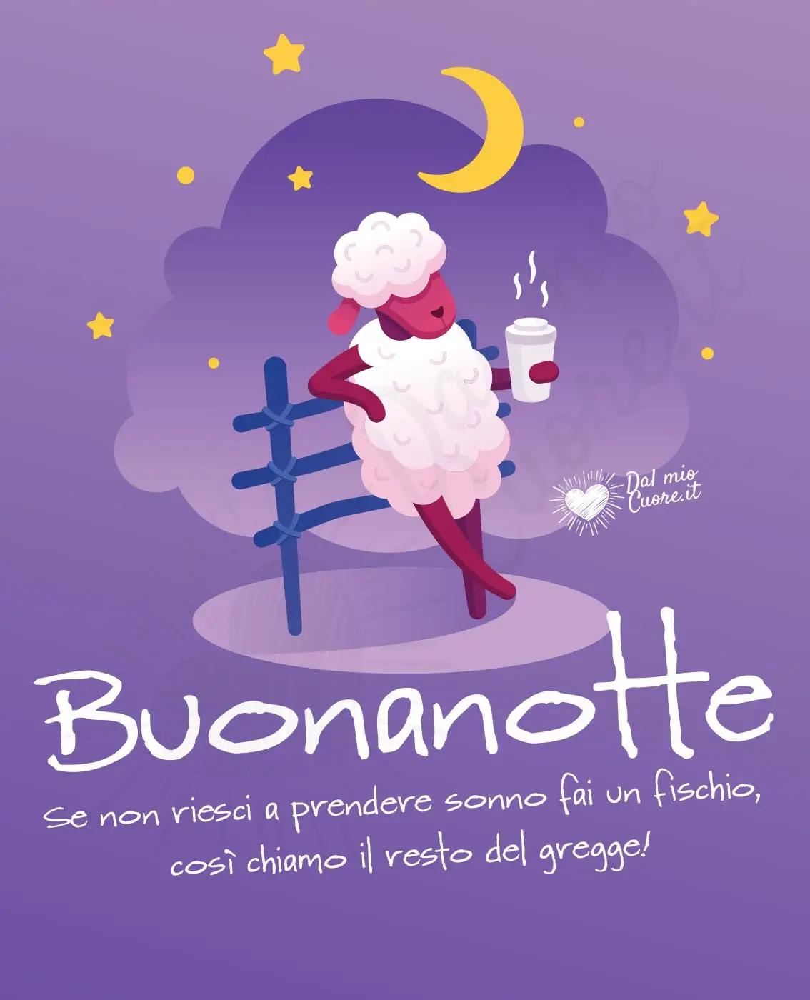 Buonanotte divertente. Se non riesci a prendere sonno fai un fischio, così chiamo il resto del gregge!