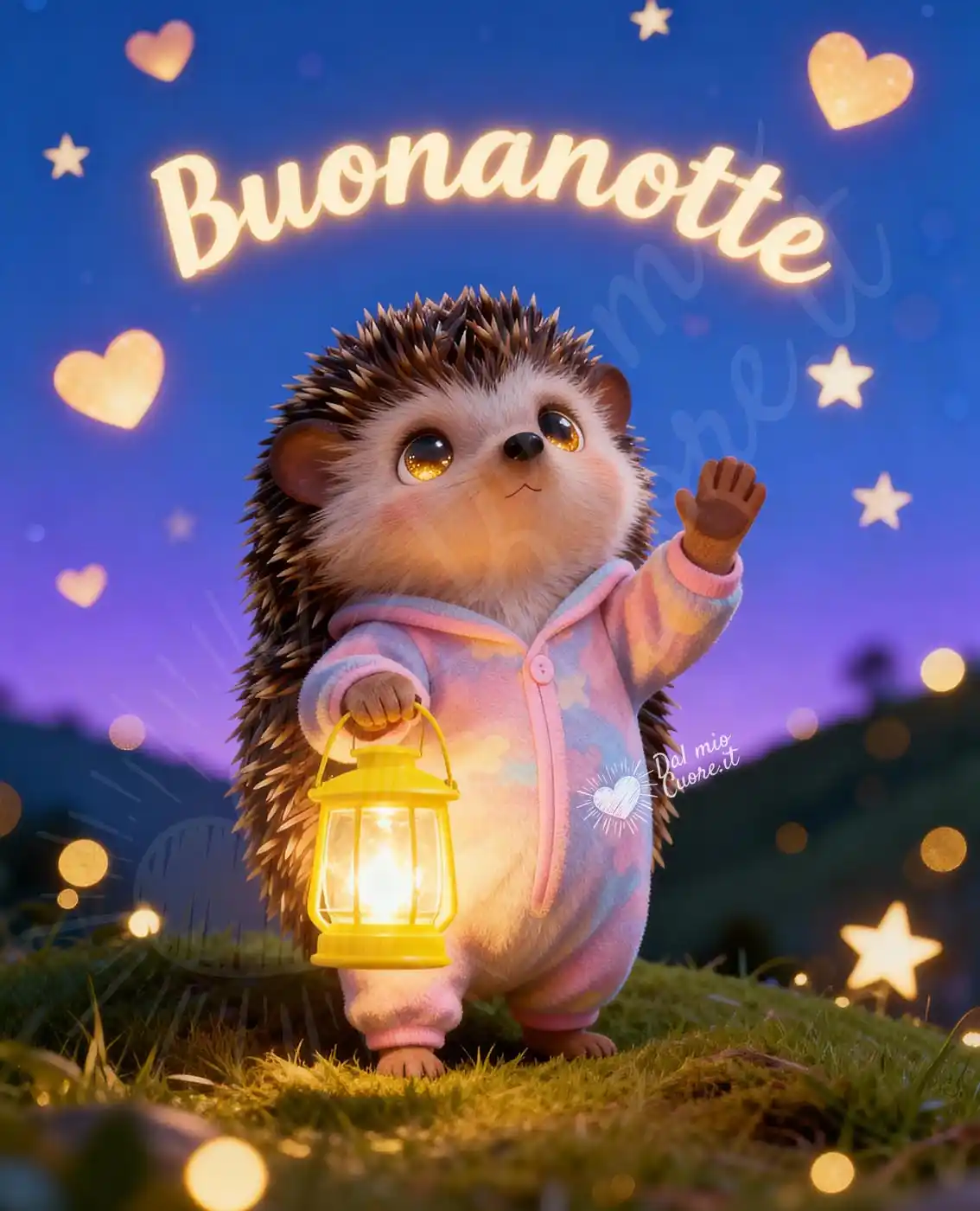 Immagine Buonanotte autunnale con riccio