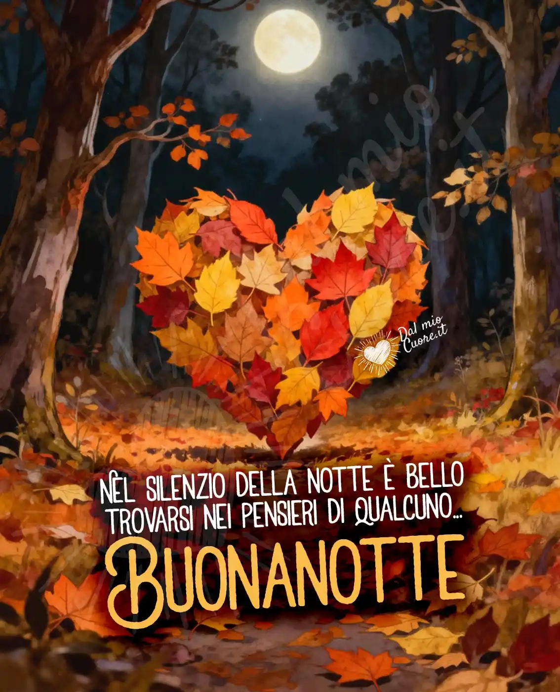 Immagini Buonanotte. Nel silenzio della notte è bello trovarsi nei pensieri di qualcuno...