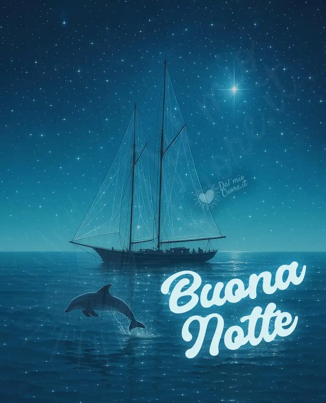 Buonanotte estiva con veliero tra le stelle