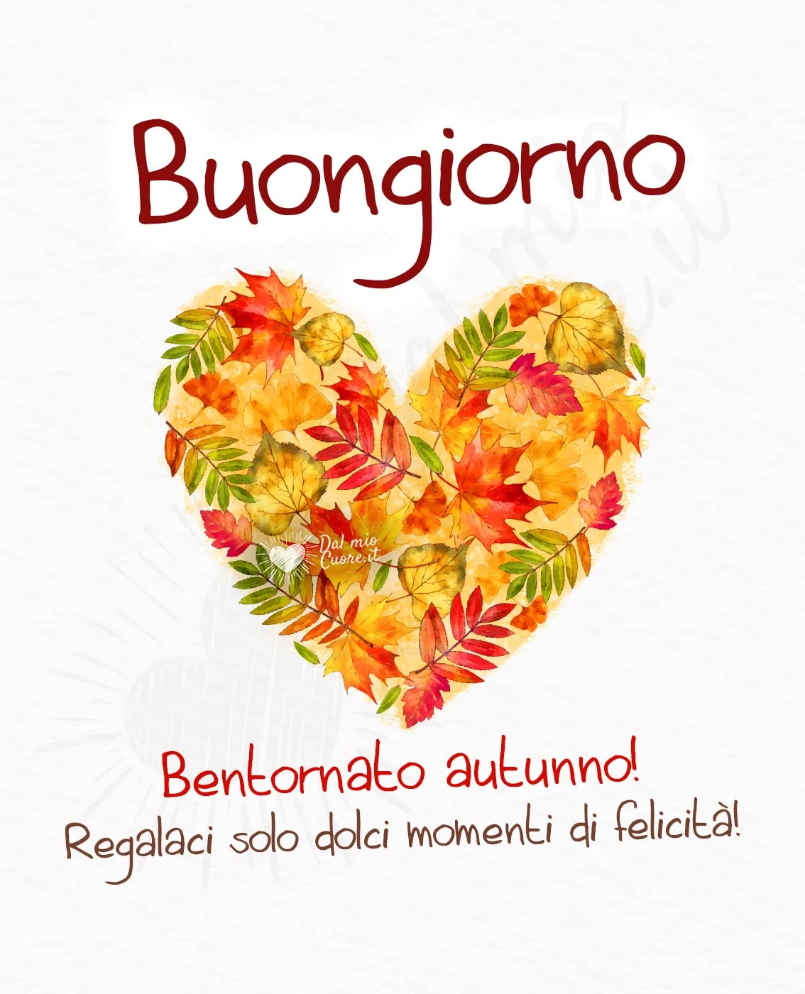Imm Buongiorno autunnale con cuore e frase