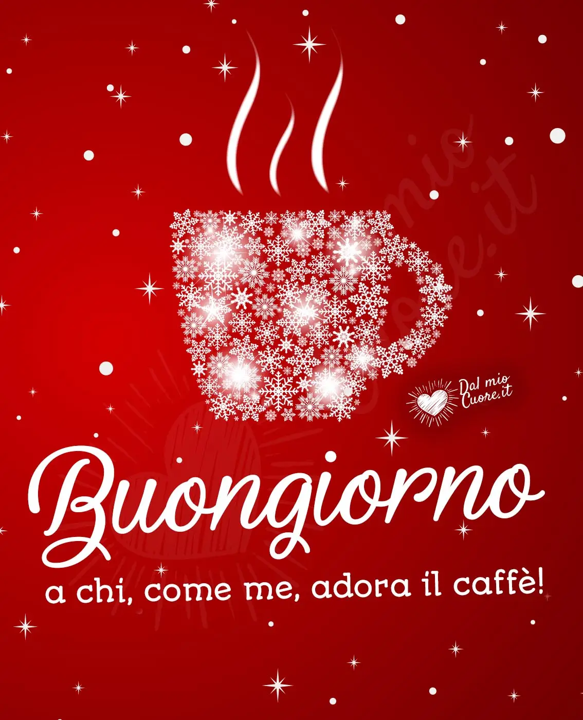 Buongiorno natalizio con tazzina di caffè fumante