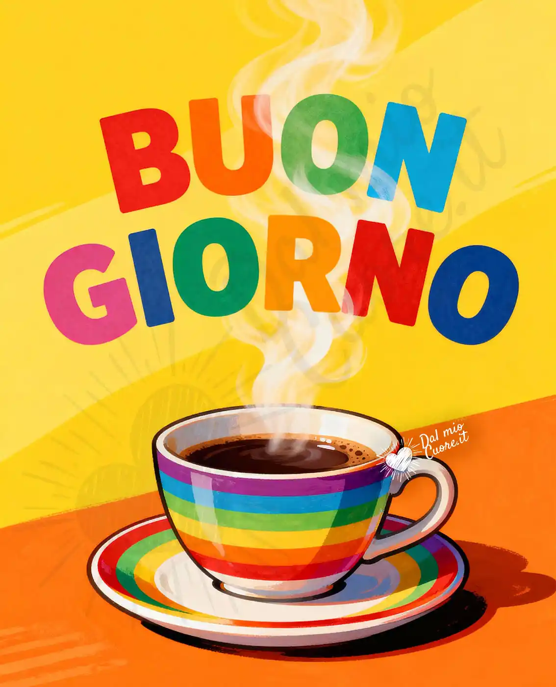 Buongiorno di pace con un caffè arcobaleno