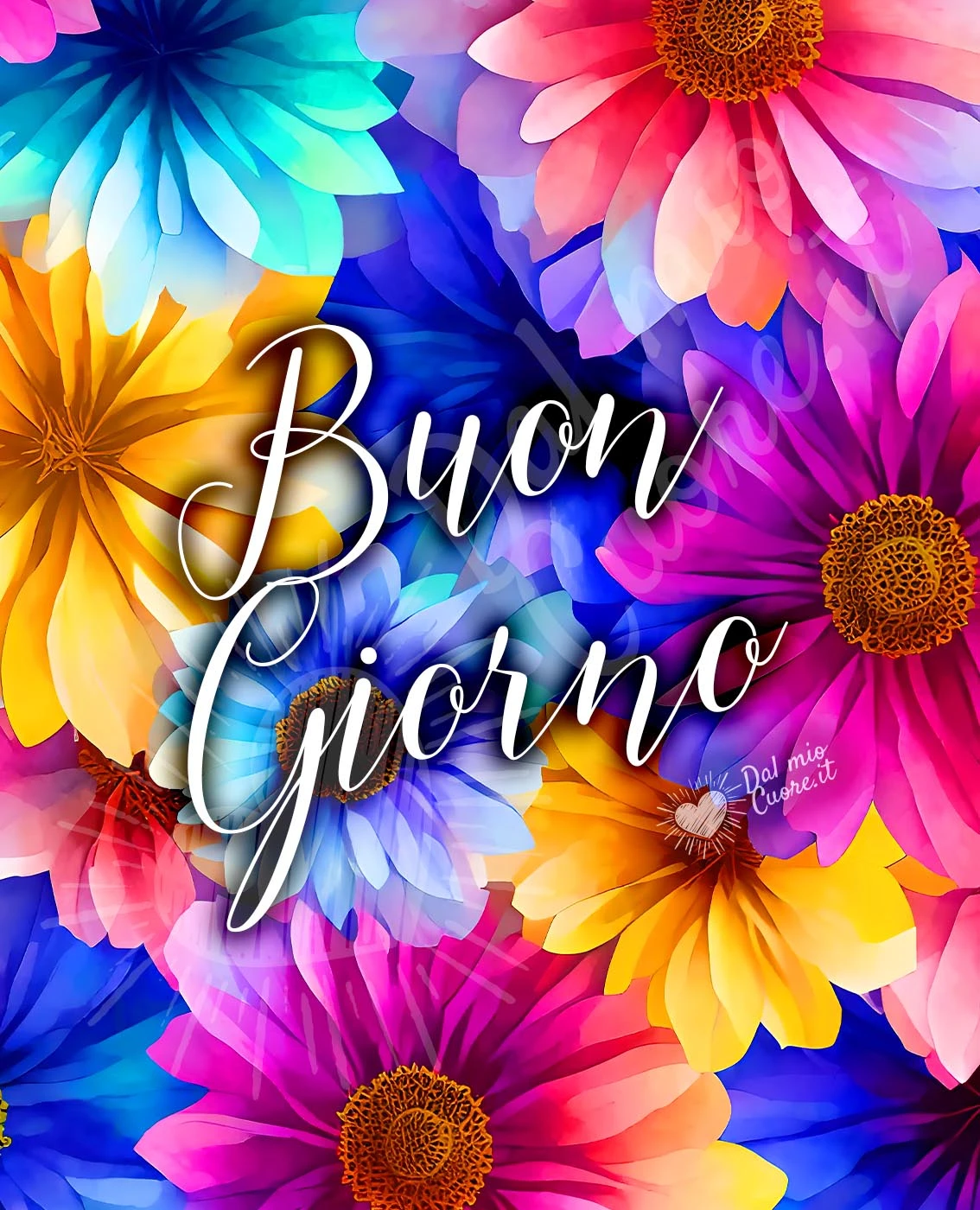 Buon giorno con fiori colorati