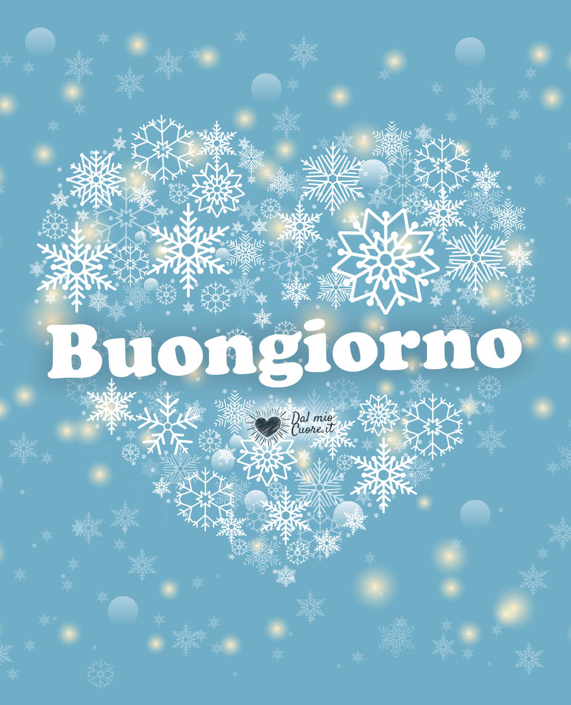 Buongiorno invernale con cuore di neve