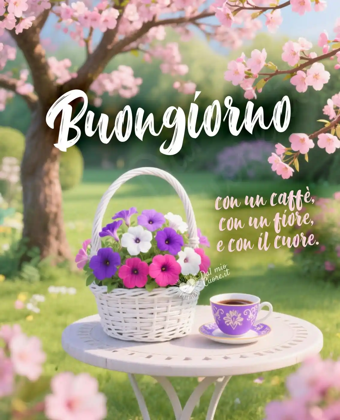 Immagine Buongiorno. Con un caffè, con un fiore, e con il cuore Immagine Buongiorno. Con un caffè, con un fiore, e con il cuore