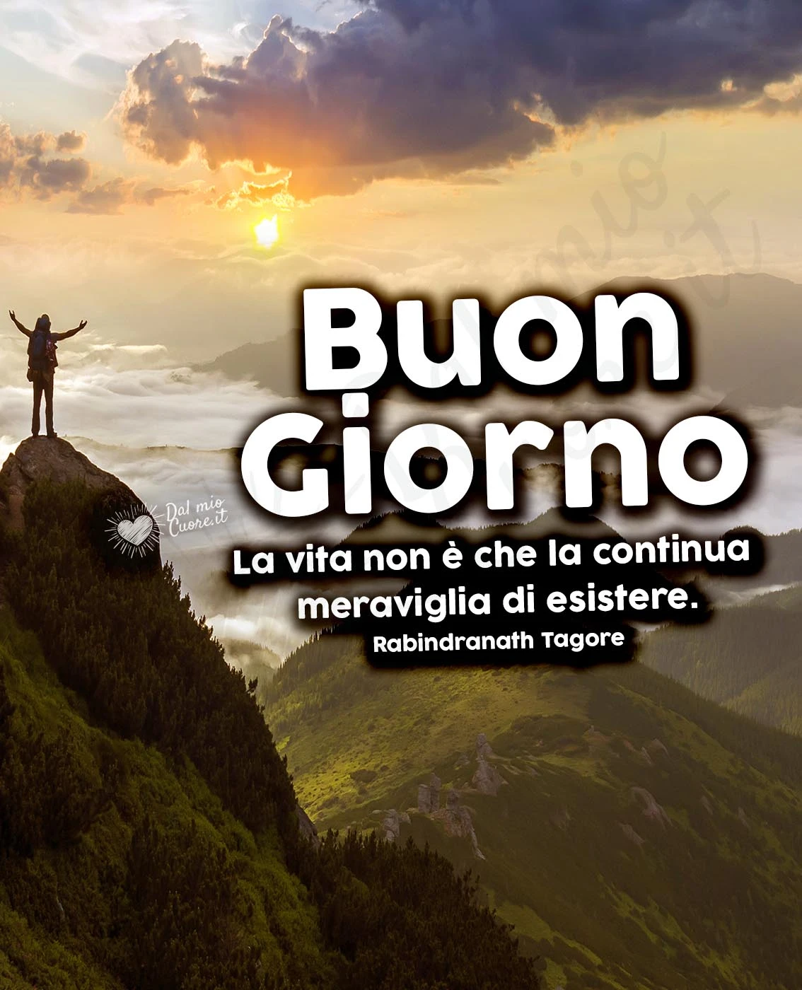Buongiorno con panorama e frase