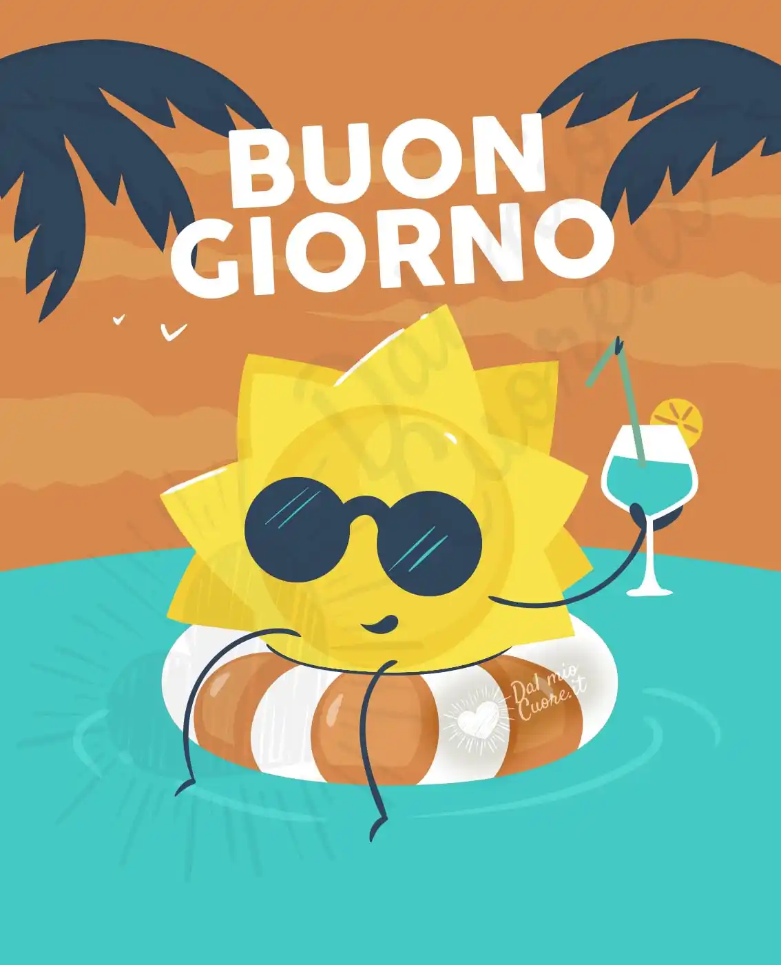 Buon giorno estivo con sole al mare