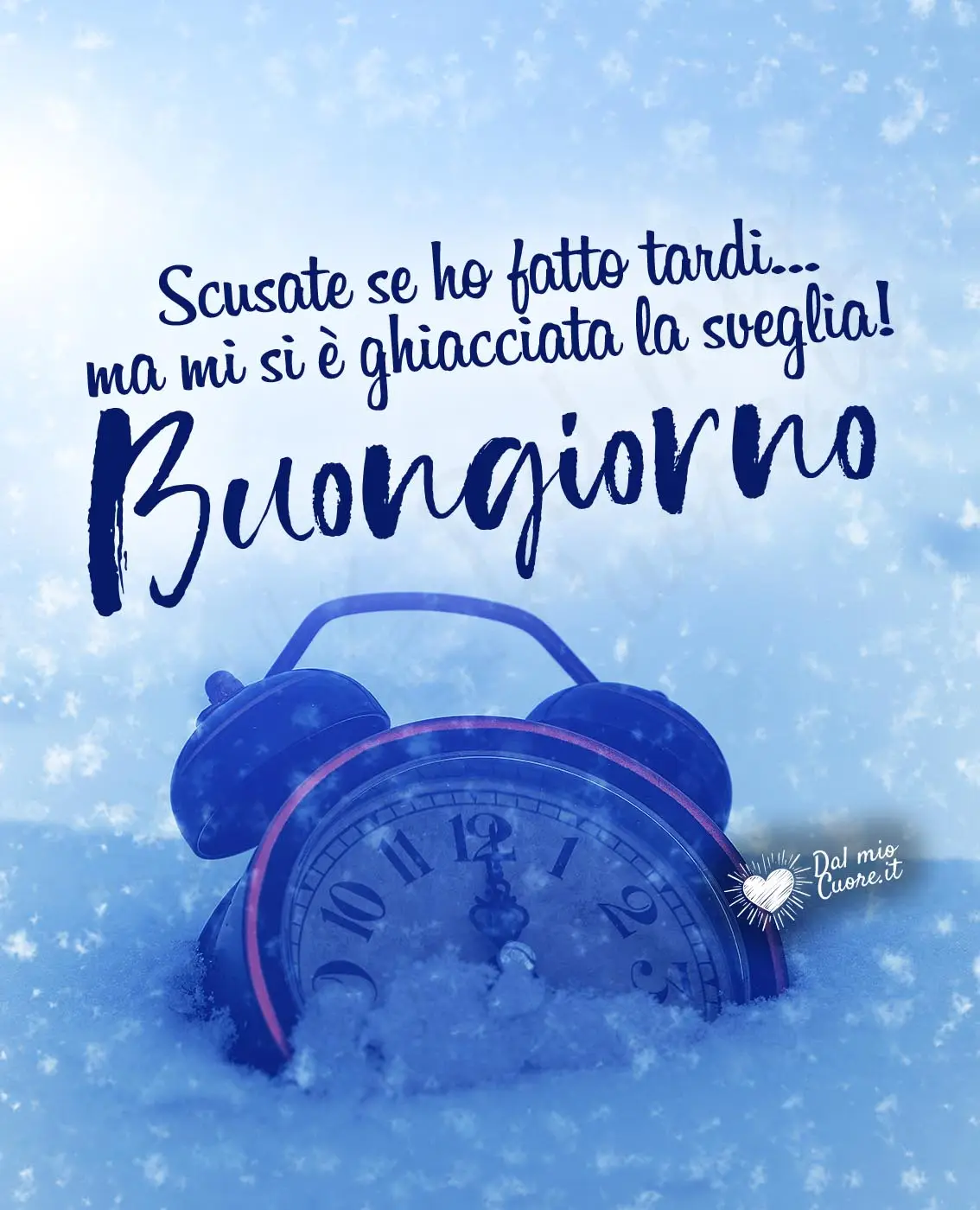 Buongiorno divertente. Scusate se ho fatto tardi, ma mi si è ghiacciata la sveglia Buongiorno divertente. Scusate se ho fatto tardi, ma mi si è ghiacciata la sveglia