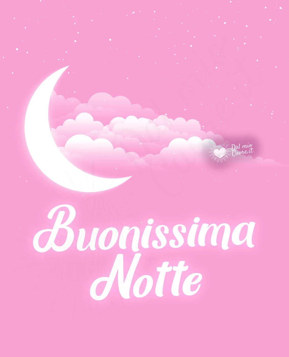 Imm Buonissima notte con luna e cielo roseo