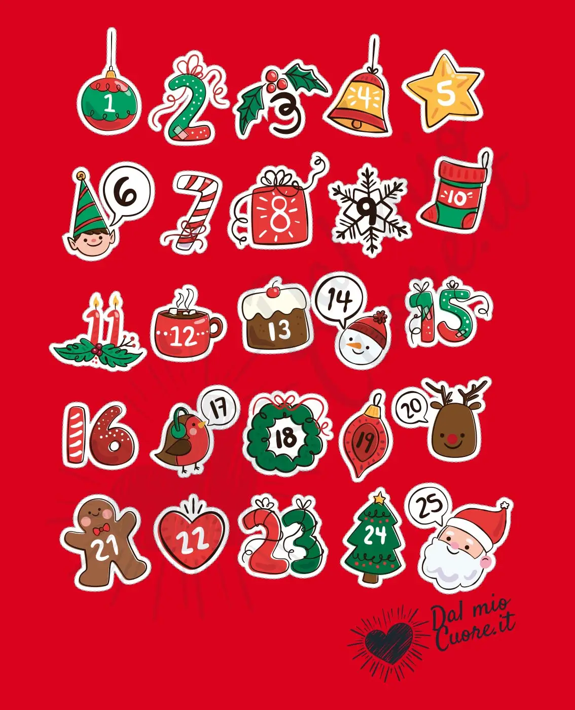 Calendario dell'Avvento da stampare e ritagliare (PDF) Calendario dell'Avvento da stampare e ritagliare (PDF)