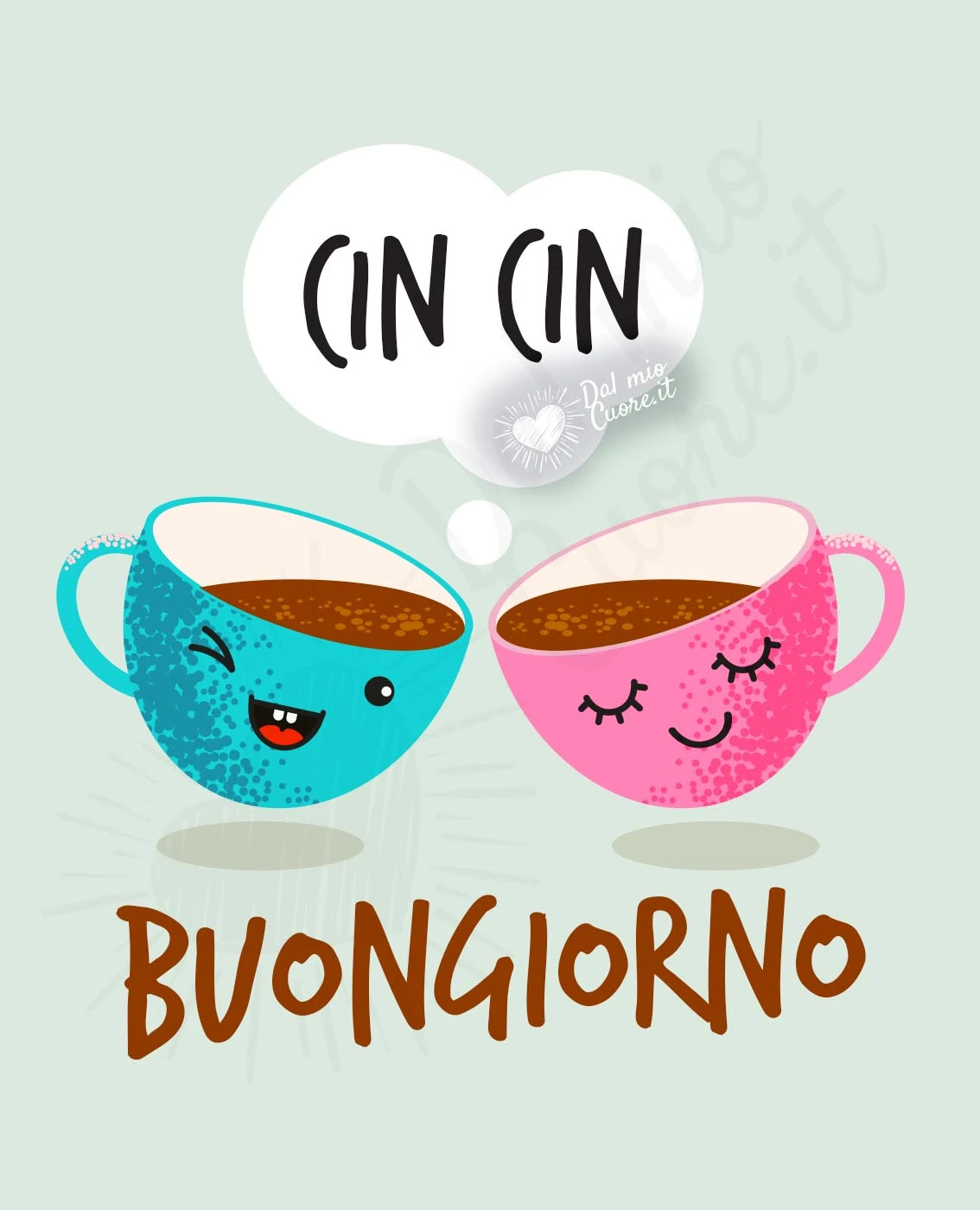 Cin Cin. Buongiorno con tazzine di caffè Cin Cin. Buongiorno con tazzine di caffè