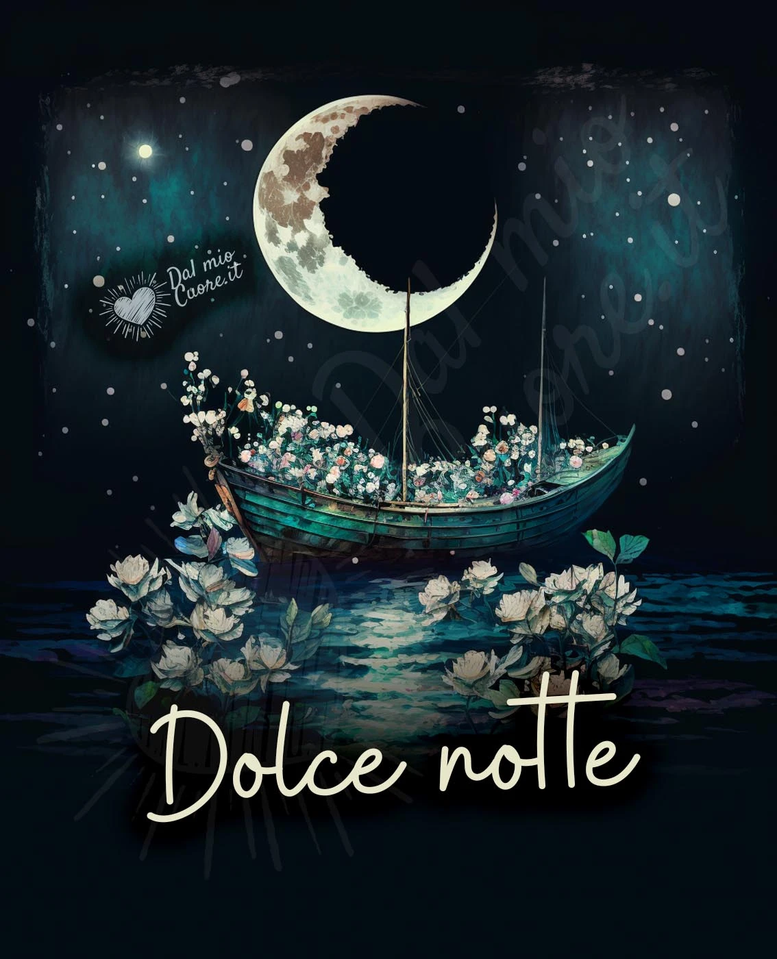 Dolce notte con barca sul mare sotto la luna Dolce notte con barca sul mare sotto la luna