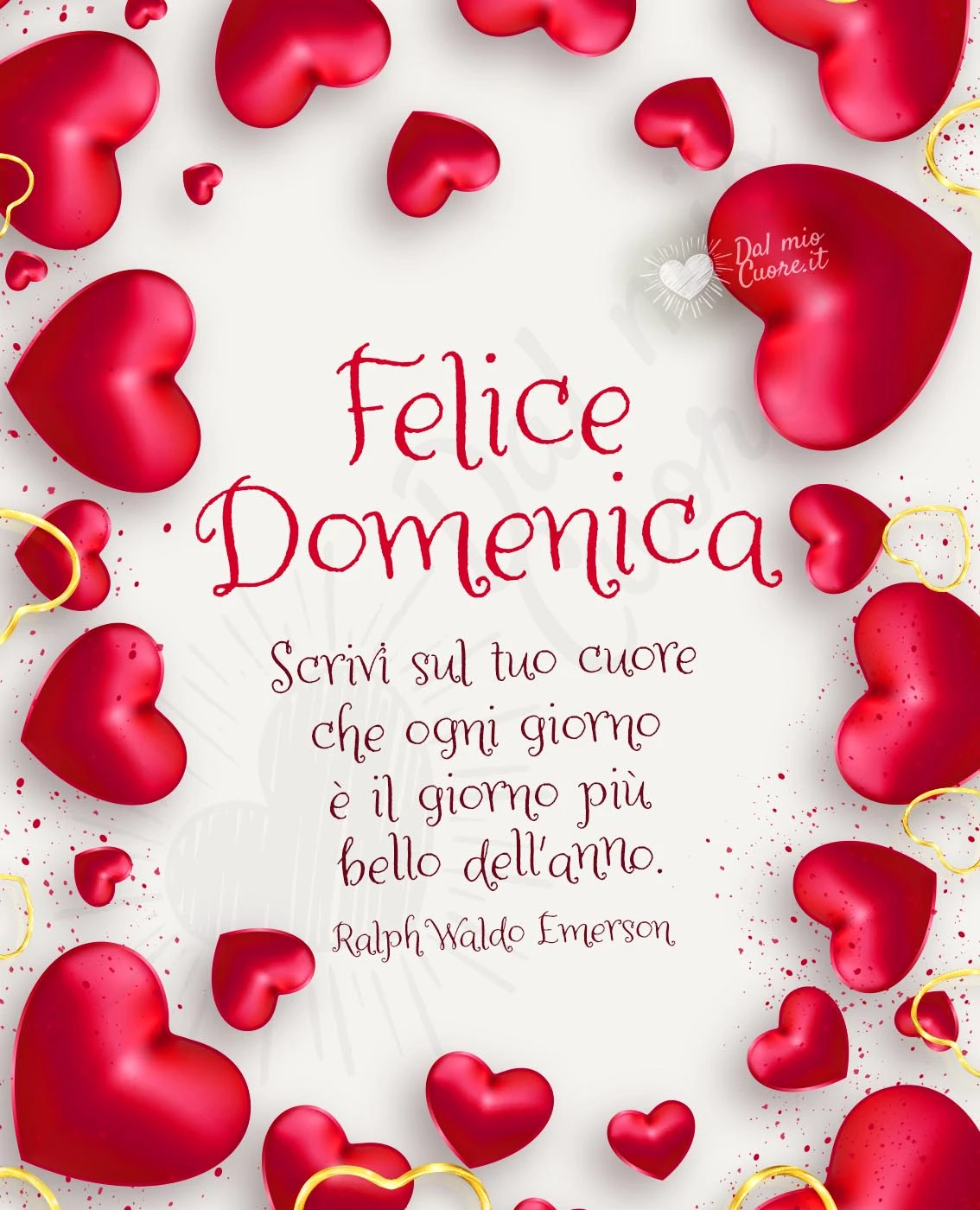 Buona domenica con cuori e frasi sulla felicità